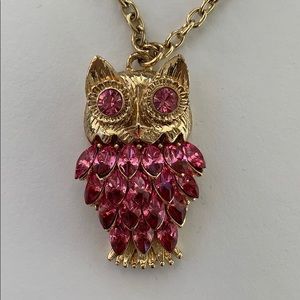 TULESTE MARKET OWL PENDANT NECKLACE GOLD PINK.